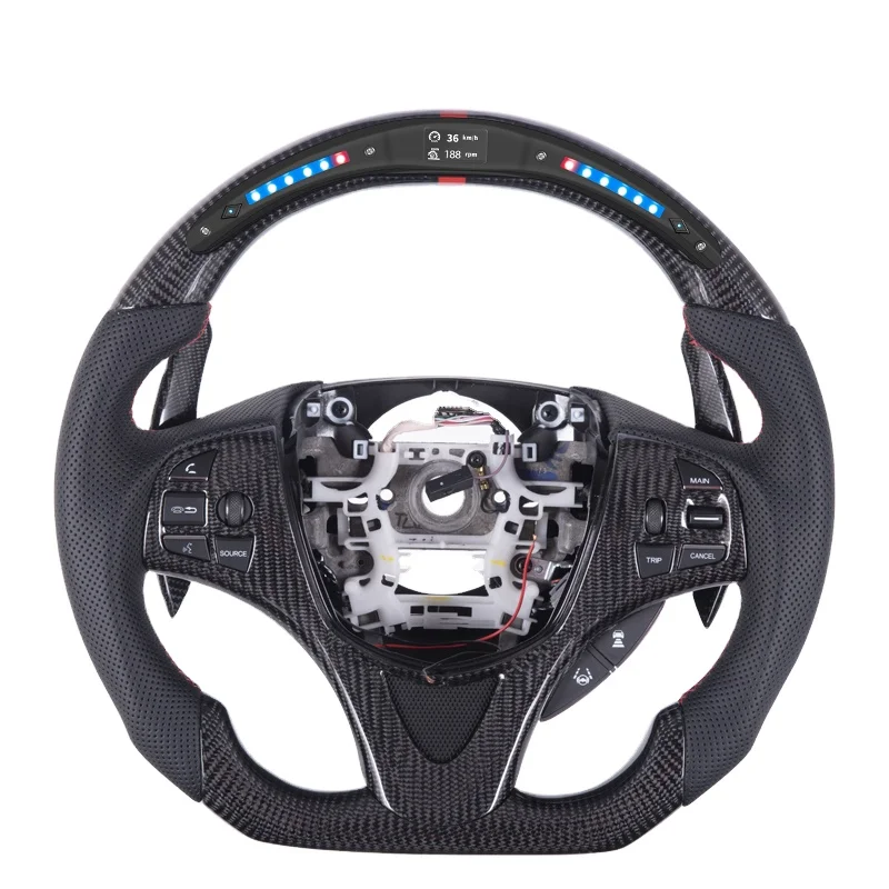 100% Real Carbon Fiber Led Steering Wheel With Carbon Fiber Extended Shift Paddle For Honda Acura Tlx/tsx