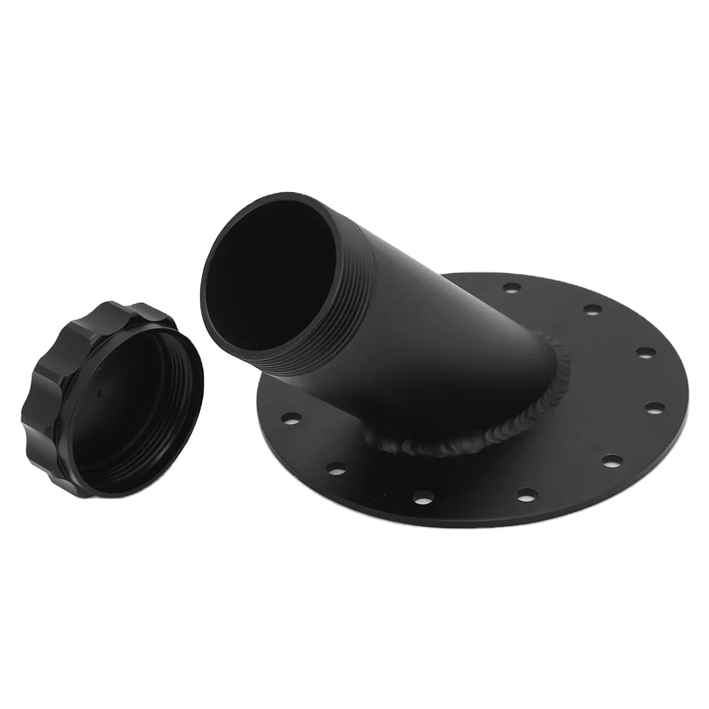 12cm Aluminum Billet Fuel Cell Cap 45 Degree Filler Neck,12 Bolt Flange Fuel Filter Neck