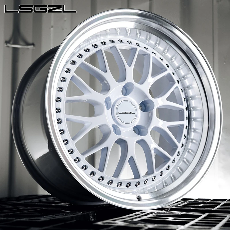 2-pieces Step Lip White Glossy Forged 16 18 20 21 22 24 26 Inch Hub 5x114.3 5x112 5x130 For Brand