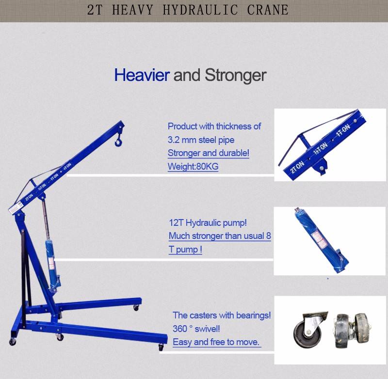 2-ton folding hydraulic engine shop crane (cherry picker) — photo 4