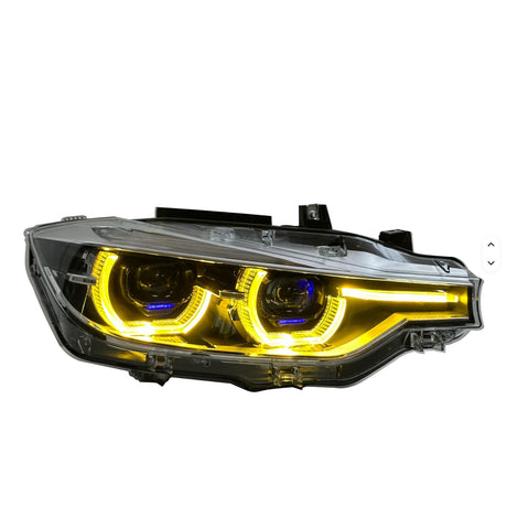 2005-2012 E90 BMW 3 Series (320i/330i) Laser-Style LED Headlights - White/Yellow Switchable DRL | E90 Headlights & Laser Headlights — photo 2