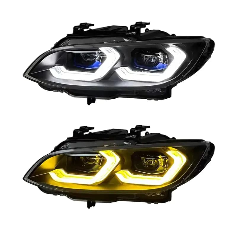 2005-2012 E90 BMW 3 Series (320i/330i) Laser-Style LED Headlights - White/Yellow Switchable DRL | E90 Headlights & Laser Headlights