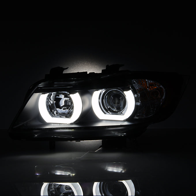 2005-2012 E90/E91 BMW 3 Series/M3 Snake-Eye LED Headlights - Yellow DRL | E90 Headlights & Angel Eyes — photo 2