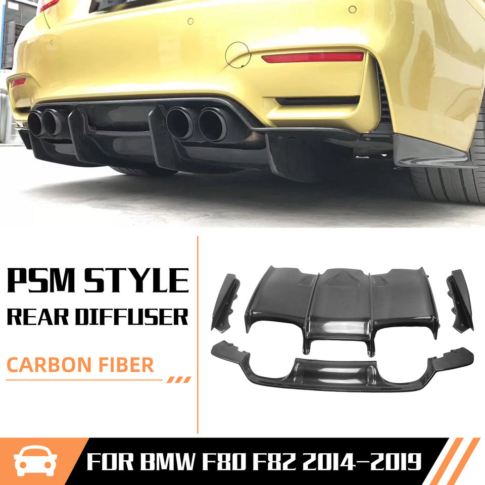 2014-2019 F80/F82/F83 BMW M3/M4 Carbon Fiber Rear Diffuser - PSM Style, 4-Piece | Rear Valance & Diffuser — photo 2