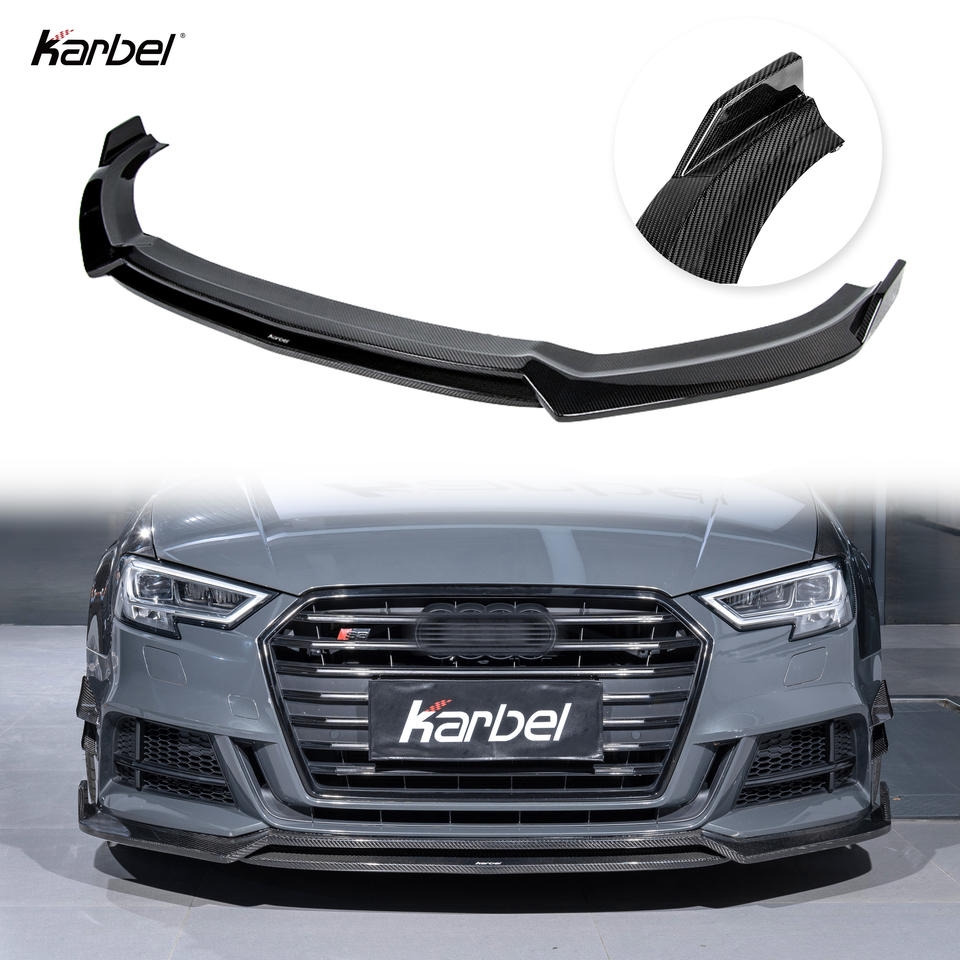 2017-2020 8V Audi S3/A3 Dry Carbon Fiber Front Bumper Lip - KB Style | Splitter & Chin Spoiler