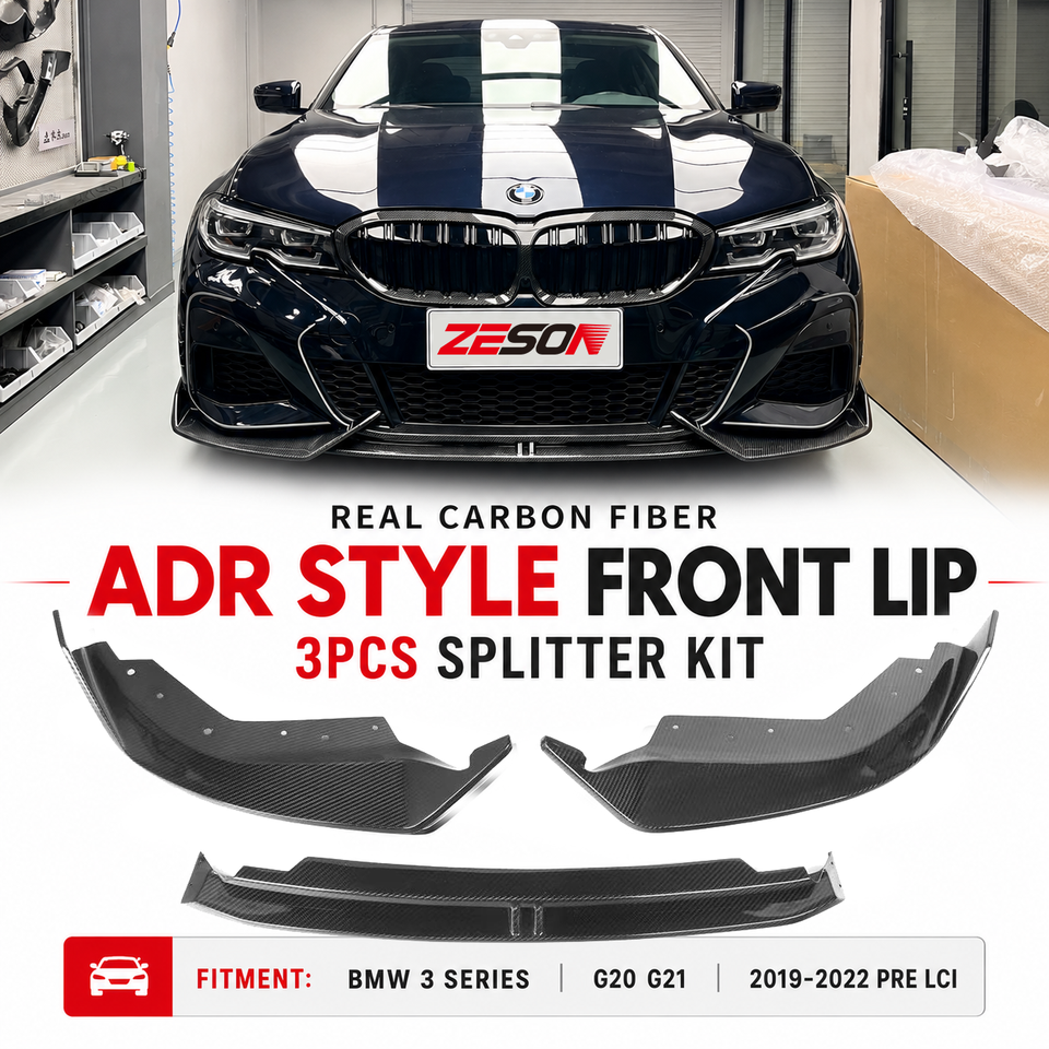 2019-2022 G20/G28 BMW 3 Series Pre-LCI (330i/M340i M Sport) Carbon Fiber Front Lip - AD Style | Splitter & Chin Spoiler