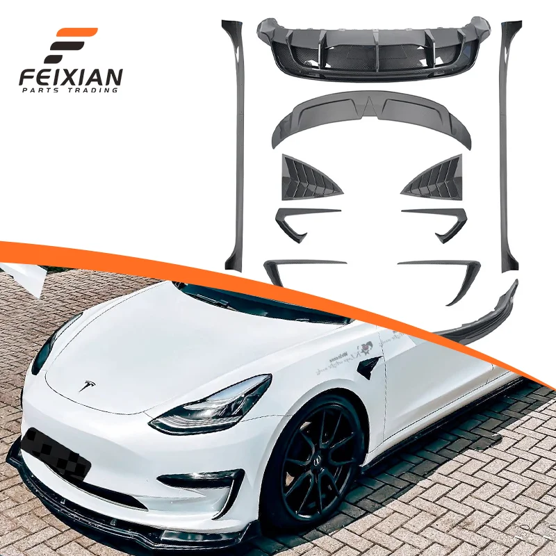 2019-2024 Tesla Model Y Sports Bodykit Front Lip Side Skirts Rear Lip Spoiler Abs Fender Air Dam