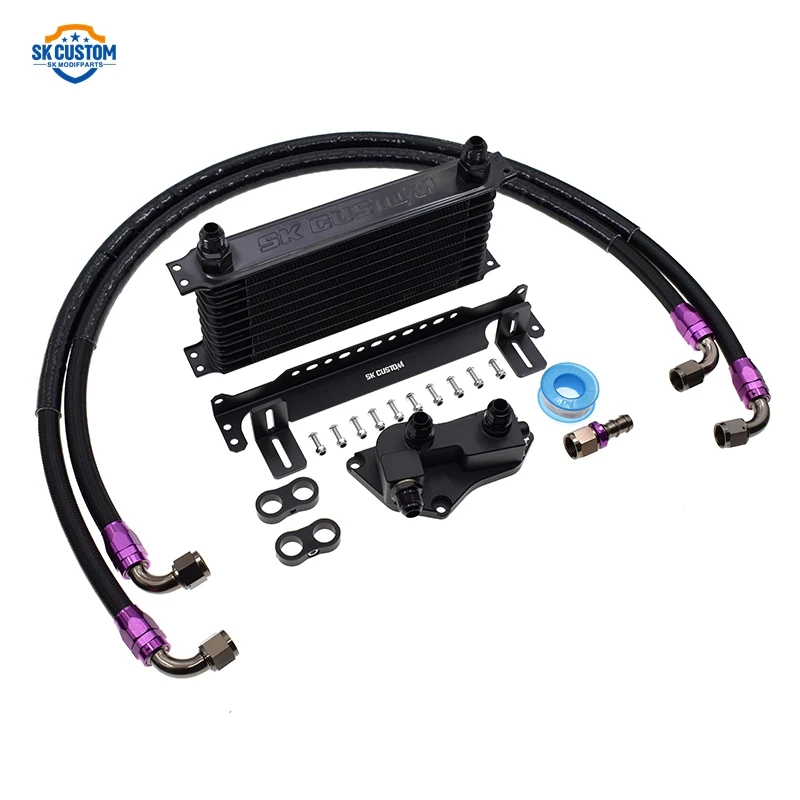 Aluminum 10 Row Engine Oil Cooler Radiator Kit For BMW N20 N26 N51 N52 N53 N54 N55 With 73 To 83