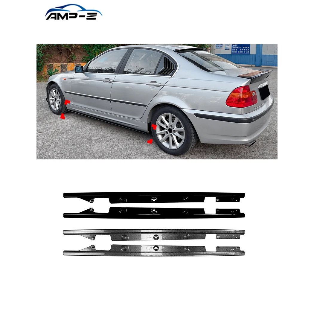 Amp-z E46 Side Skirt Plastic Material Gloss Black For BMW 3 Series E46 Sport 1998-2005 Car