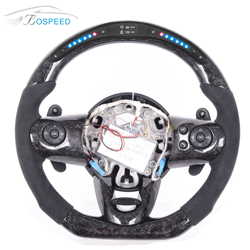 Black Perforated Leather Mini Cooper Car Steering Wheel Carbon Fiber Steering Wheel For BMW