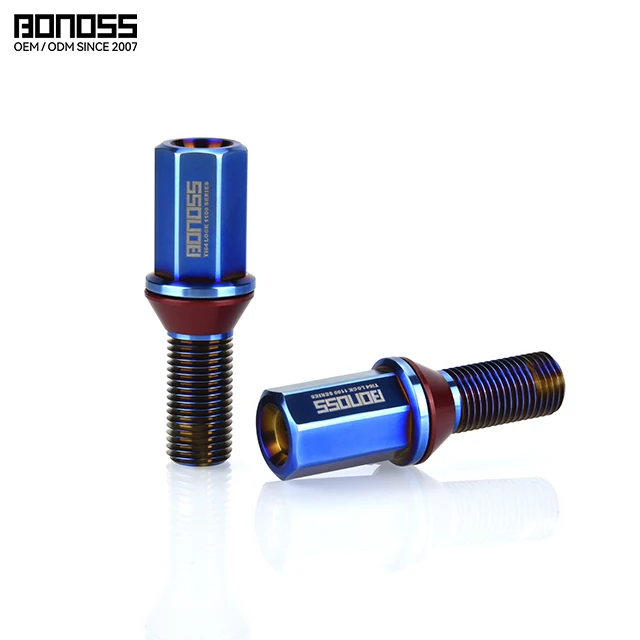Bonoss Wheel Anti-theft Lug Bolts For BMW Audi Mercedes-benz Volkswagen M14x1.25 M14x1.5 10.9 Grade Titanium Alloy Forging