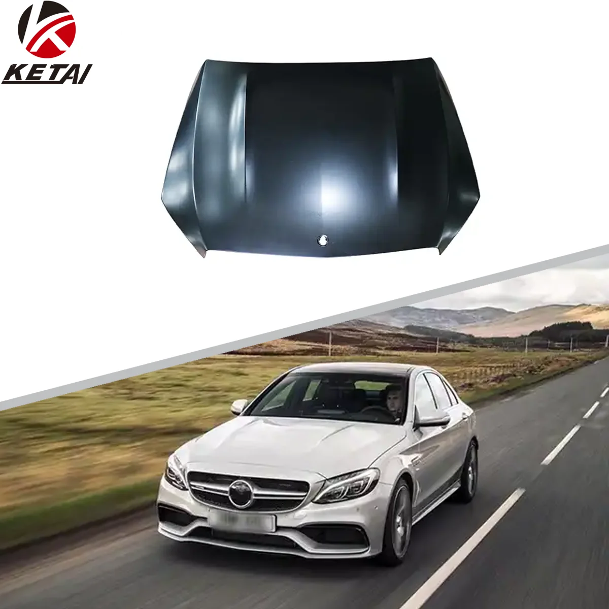 C63 Style Car Front Bumper Aluminum Hood Accessories For Benz W205 C205 2015-2021
