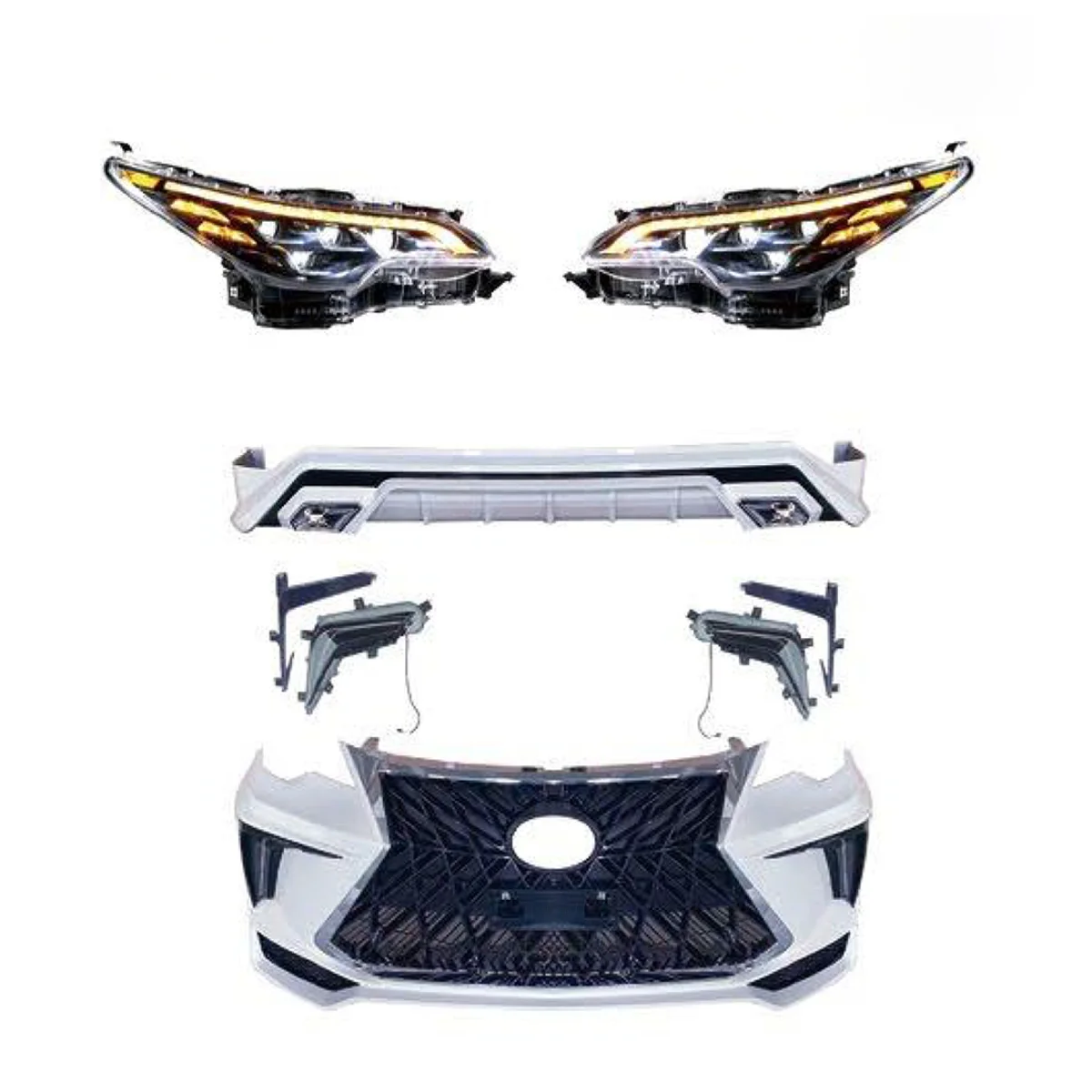 Car Accessories Full Wide Body Kit Facelift For Toyota Fortuner 2016-2020 To Lexus Lx Style Bumper Grille Headlamp Bodykit