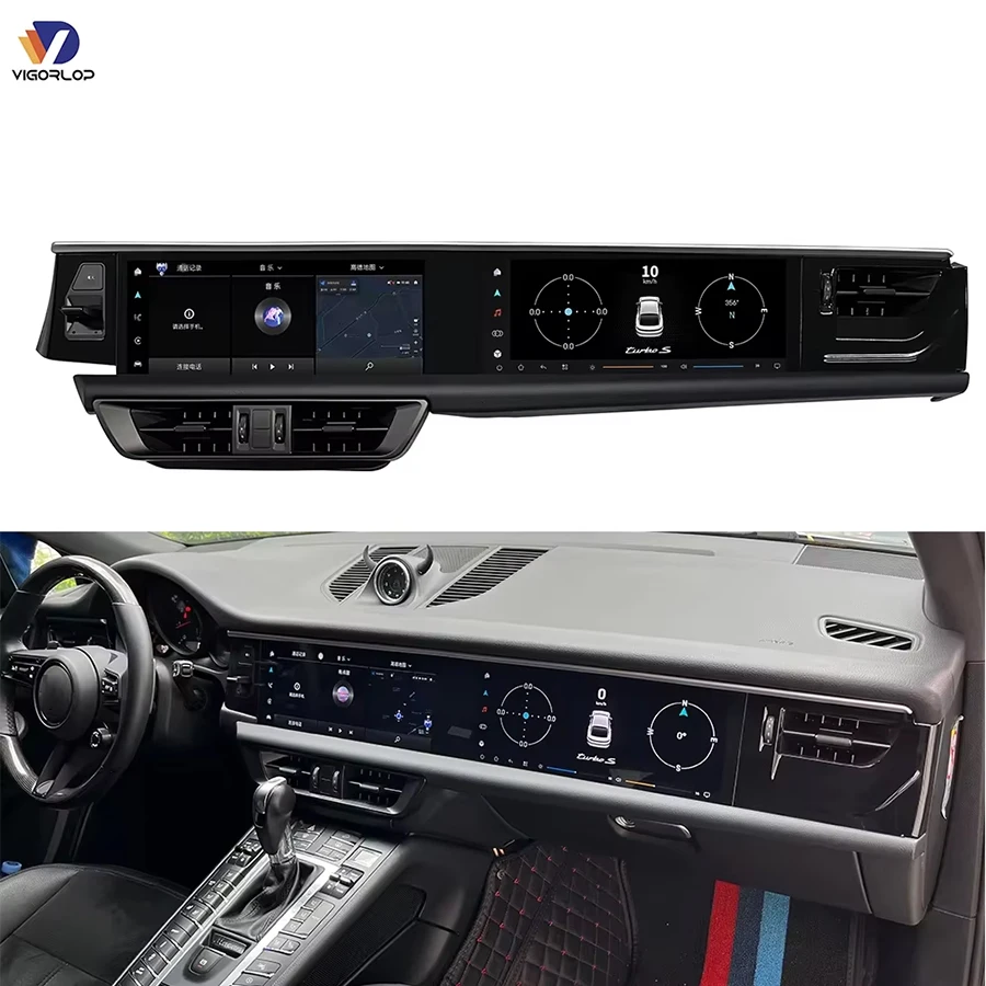 Car Monitor Left-hand Drive Dual Screen Stereo Multimedia Universal Carplay Screen For Porsche Macan 2018-2024