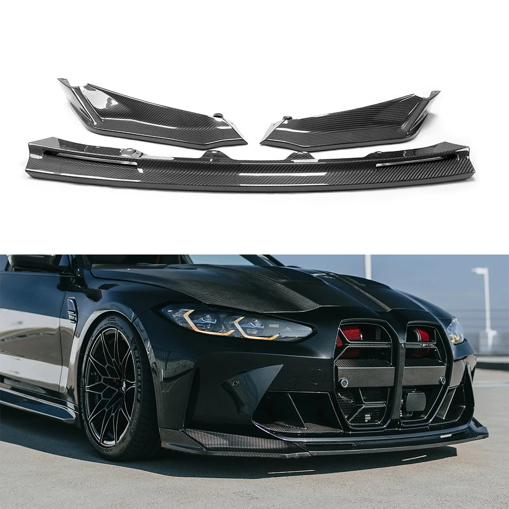 Carbon Fiber Front Bumper Splitter Front Lip Accessory Trim For BMW M3 M4 G80 G81 G82 G83 V Style Racing Upgrade