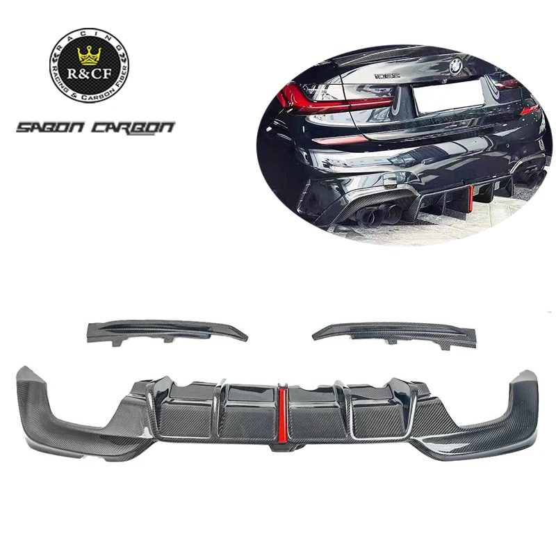 Carbon Fiber Rear Diffuser With LED For BMW G20 M3 M330i M340i 2019-2022
