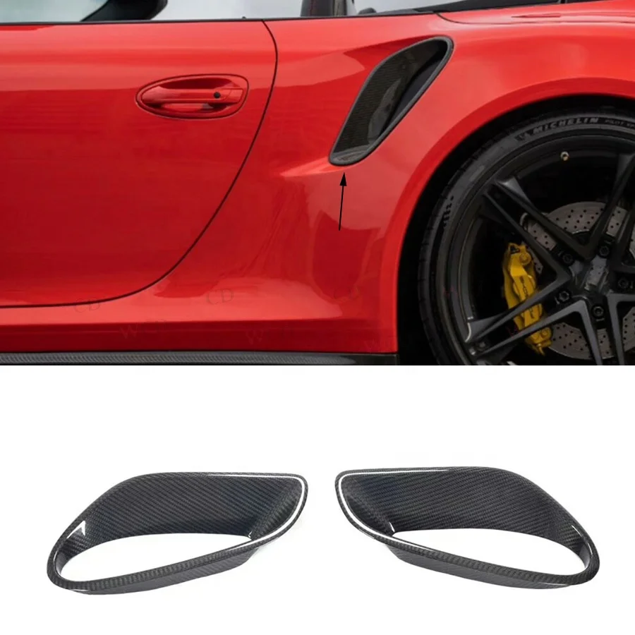 Carbon Fiber Rear Side Fender Air Intake Scoops Side Vents Trim Bodykit For Porsche 911 991 Turbo S