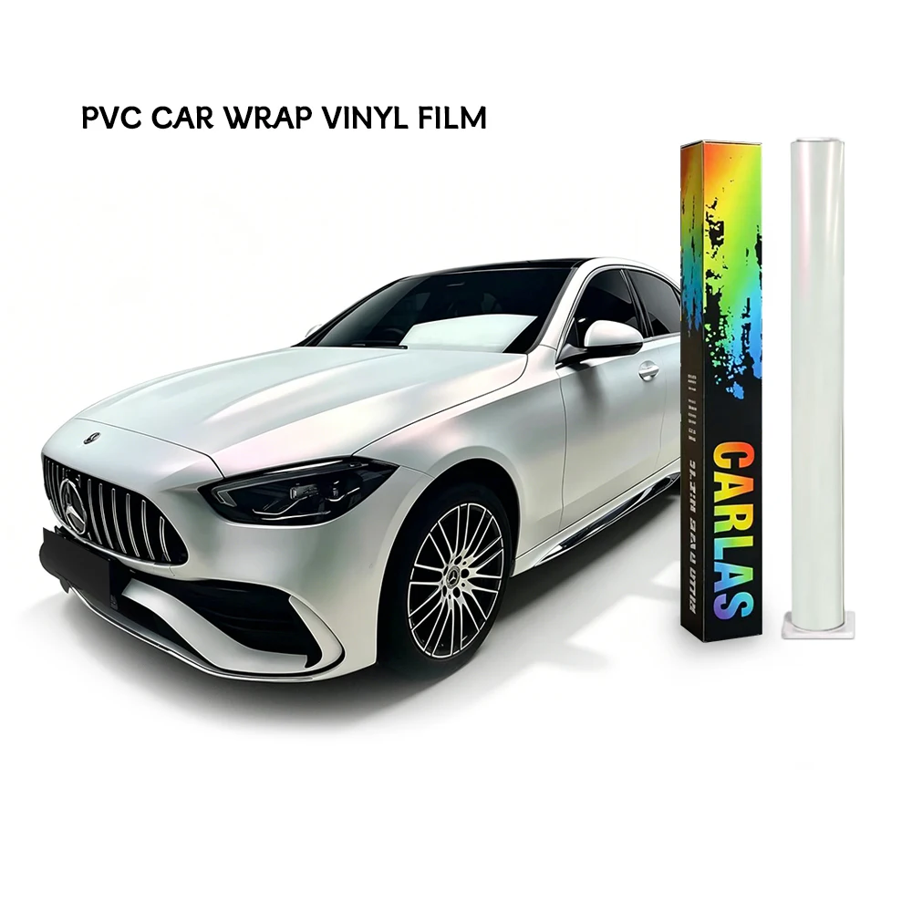 Carlas 1.52*16 M White Variation Series Glossy Color-changing Film Pvc Automotive Wrap Film Car Body Wrap Film