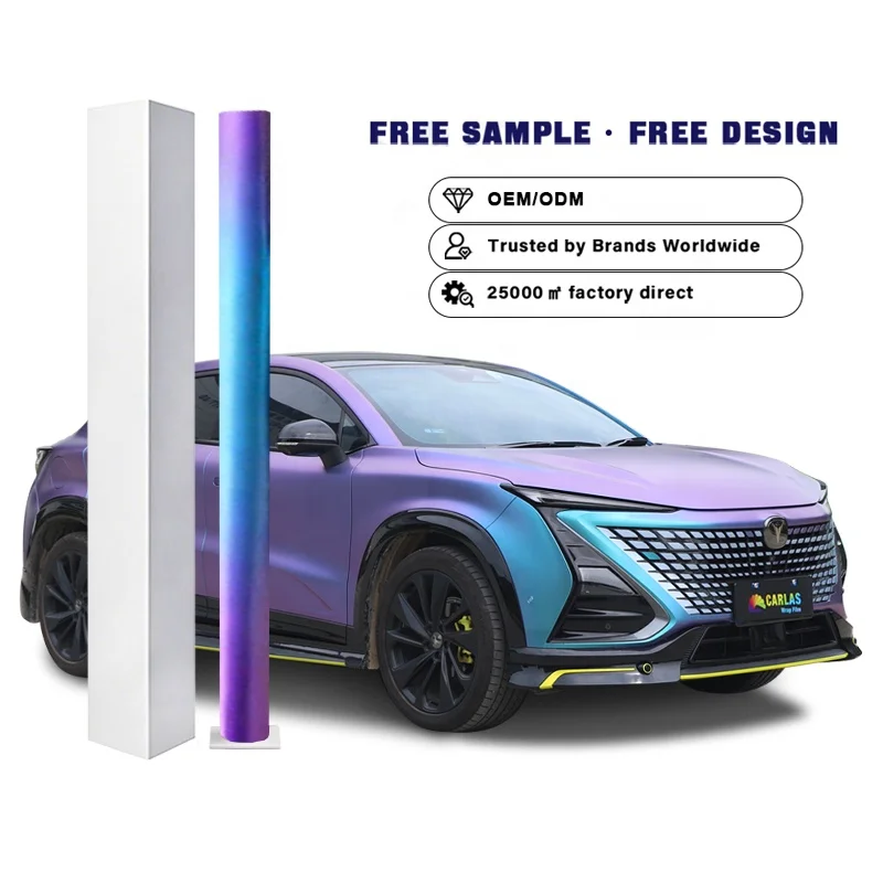 Carlas Wholesale Price Unique High-quality Matte Decorative Film Pvc Automotive Wrap Chameleon Ppf Purple Color-changing Film