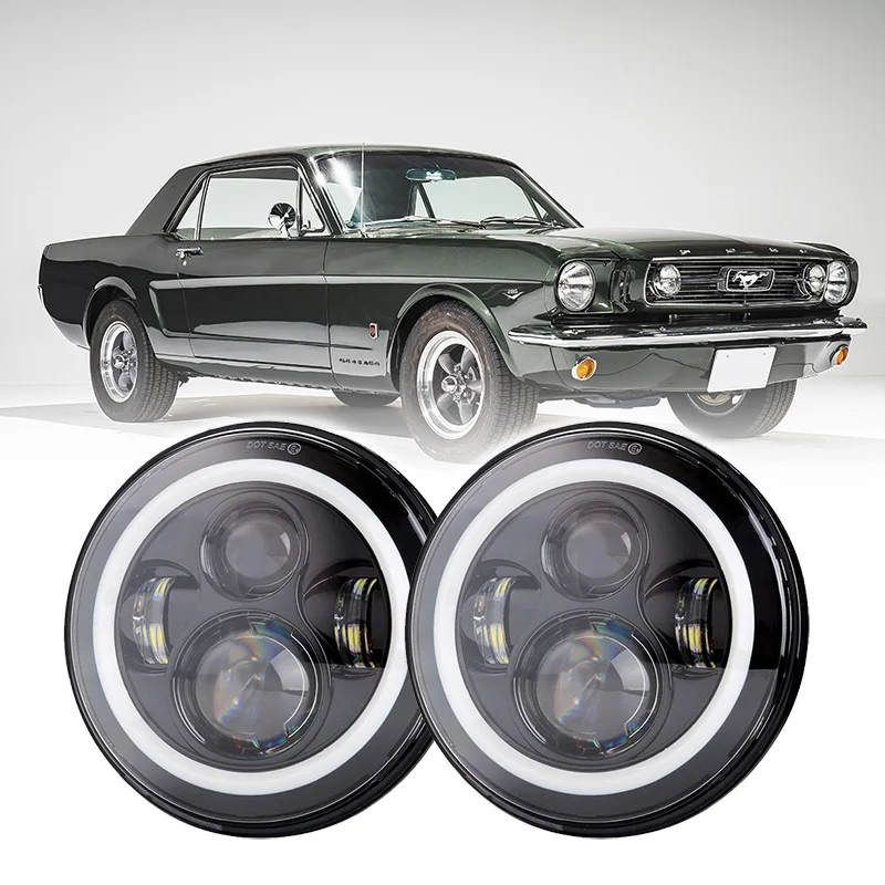 Dot Led Headlights For 1965-1978 Ford Mustang Accessories Front Headlight Halo Led Lights For Ford