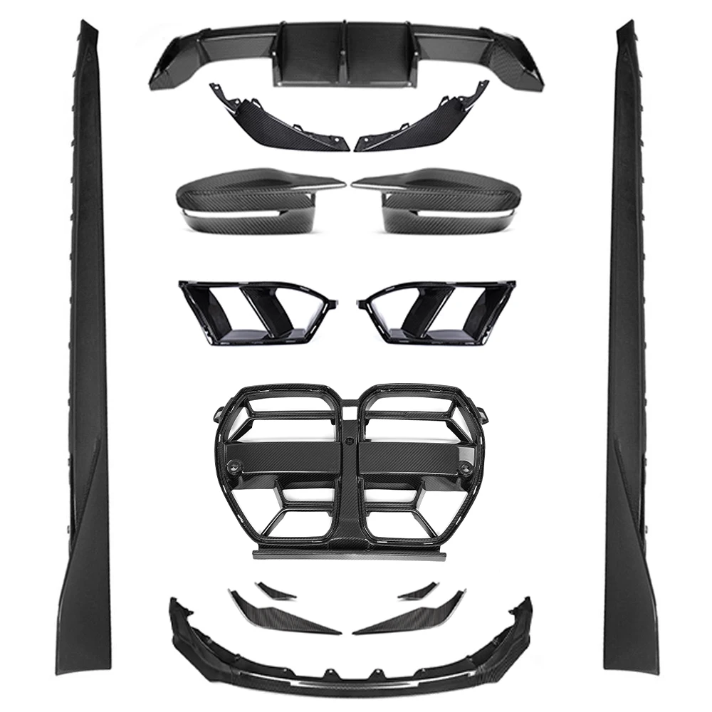 Dry Carbon Fiber Car Body Kit Front Bumper Grille Front Lip Front Air Vents For BMW G80 G82 M3 M4 2021+
