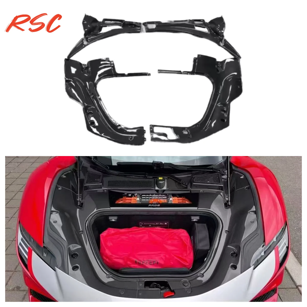 Dry Carbon Fiber Front Trunk Lid Bay Panel Kit For Ferrari Sf90