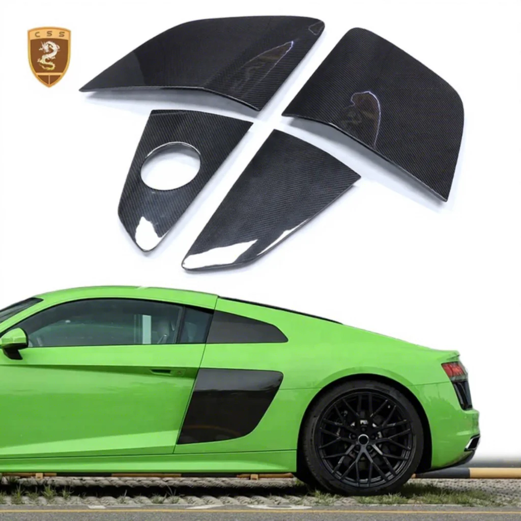 Dry Carbon Fiber Vents Side Blades Trims Door Panel For Audi R8 2016-2021 Rear Side Door Fenders