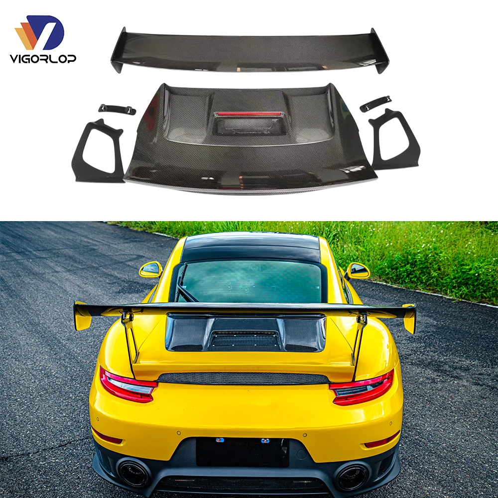 Easy Install Auto Parts Carbon Fiber Tail Wing Rear Lip Wing Spoiler For Porsche 911 991 Gt2rs 2012-2018