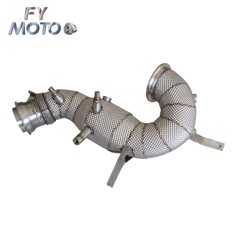 Exhaust Catted Downpipe for AMG X290 GT43 GT50 GT53 / W213 E53 C257 CLS43 CLS53 / W167 GLE53 OPF/GPF with Heat Shield — photo 2