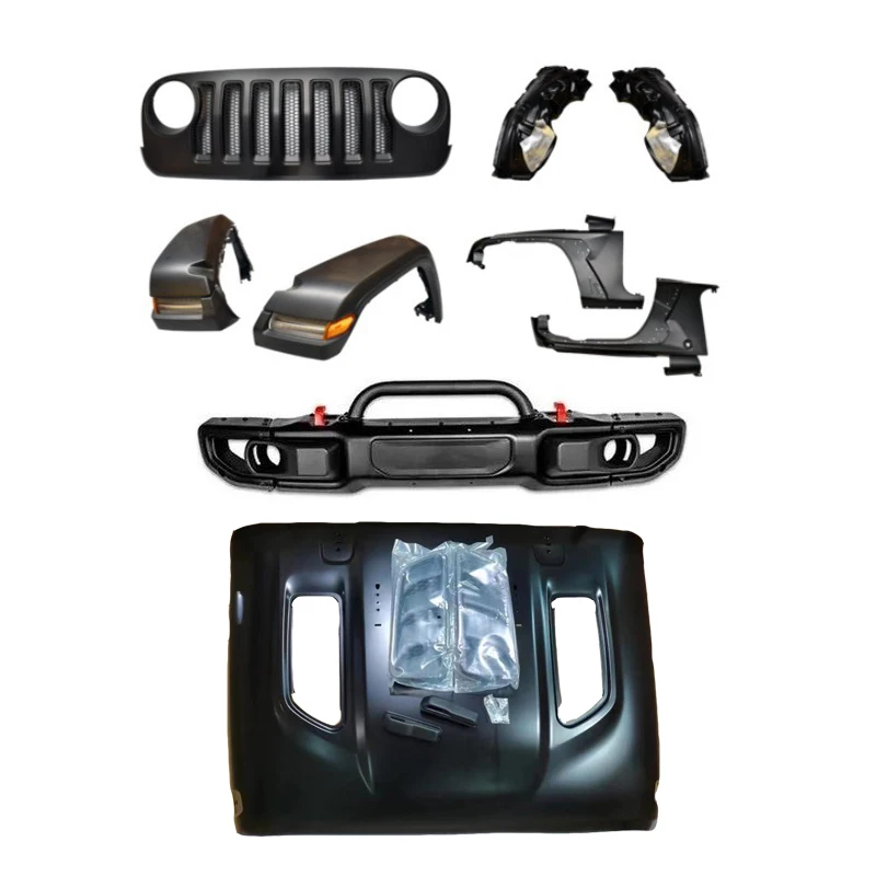 Exterior Accessories Upgrade To Jl Body Kits Grill+ Bumper+ Hood+front Fender Flare Set For Wrangler Jk