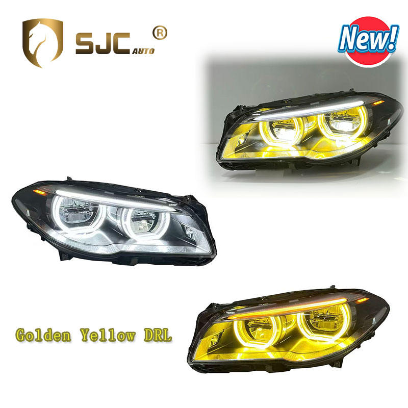 F10/F18 BMW 5 Series LED Angel Eye V2 Headlights - Dual Color White/Yellow DRL Switchback | F10 Headlights & Demon Eyes β photo 4
