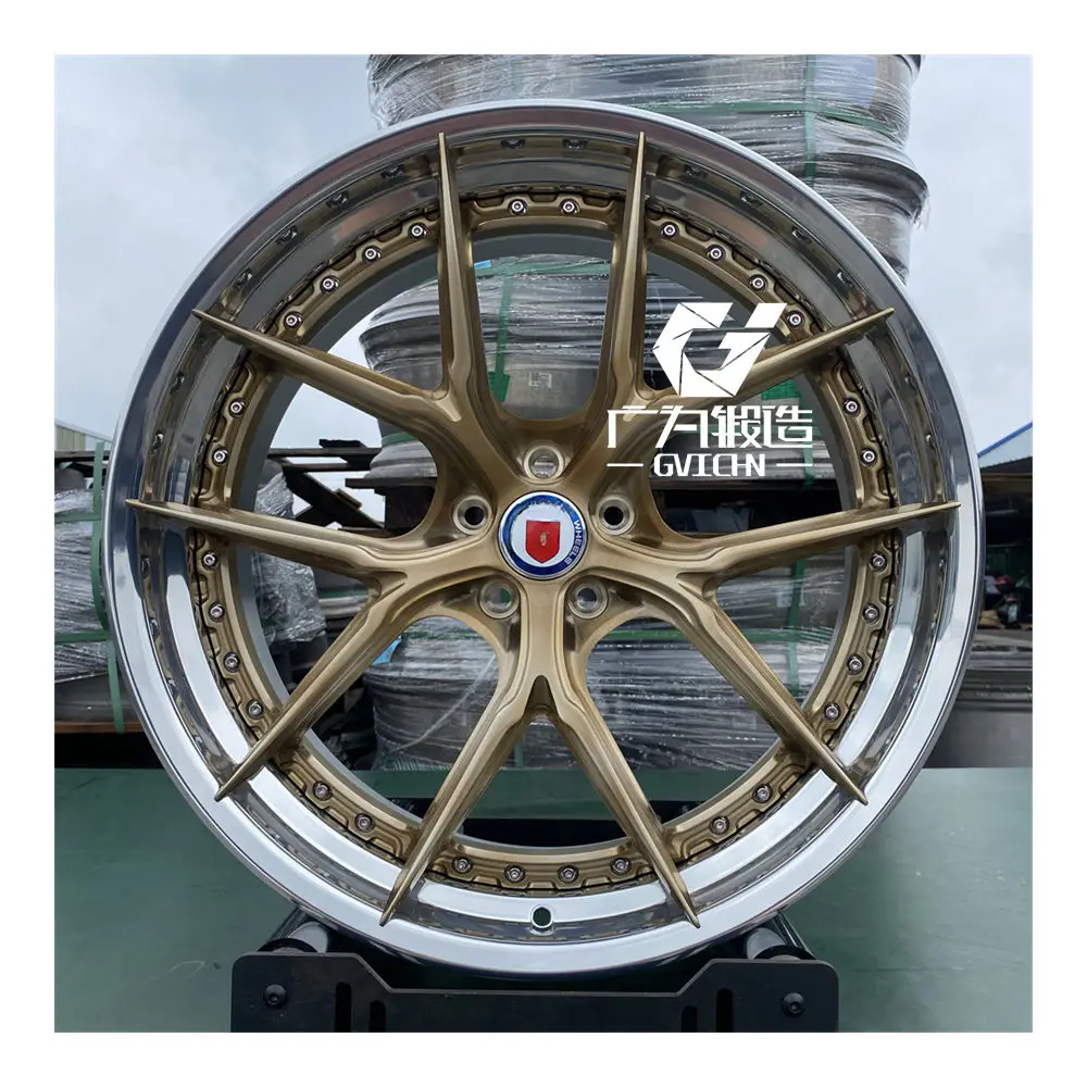 Factory Hotsale Customized 2 Piece Super Deep Bronze Polished Lip 18-22inch Forged Wheels 5x112