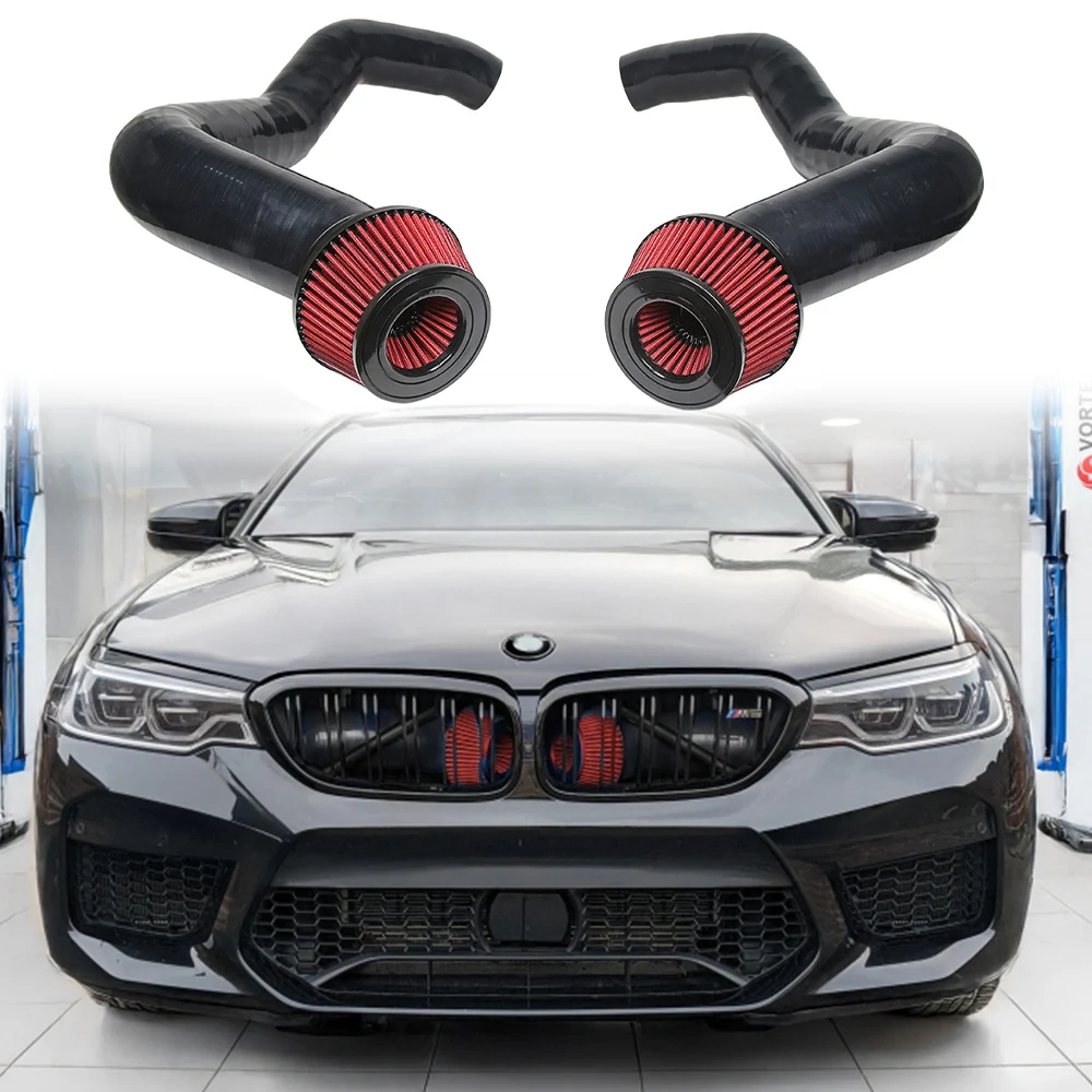 For 2018+ BMW M5 M8 G90 F90 F91 F92 F93 M550i M850i G15 G30 S63r S63tu4 Silicone Front Mount Intake Cold Air Intake Kit