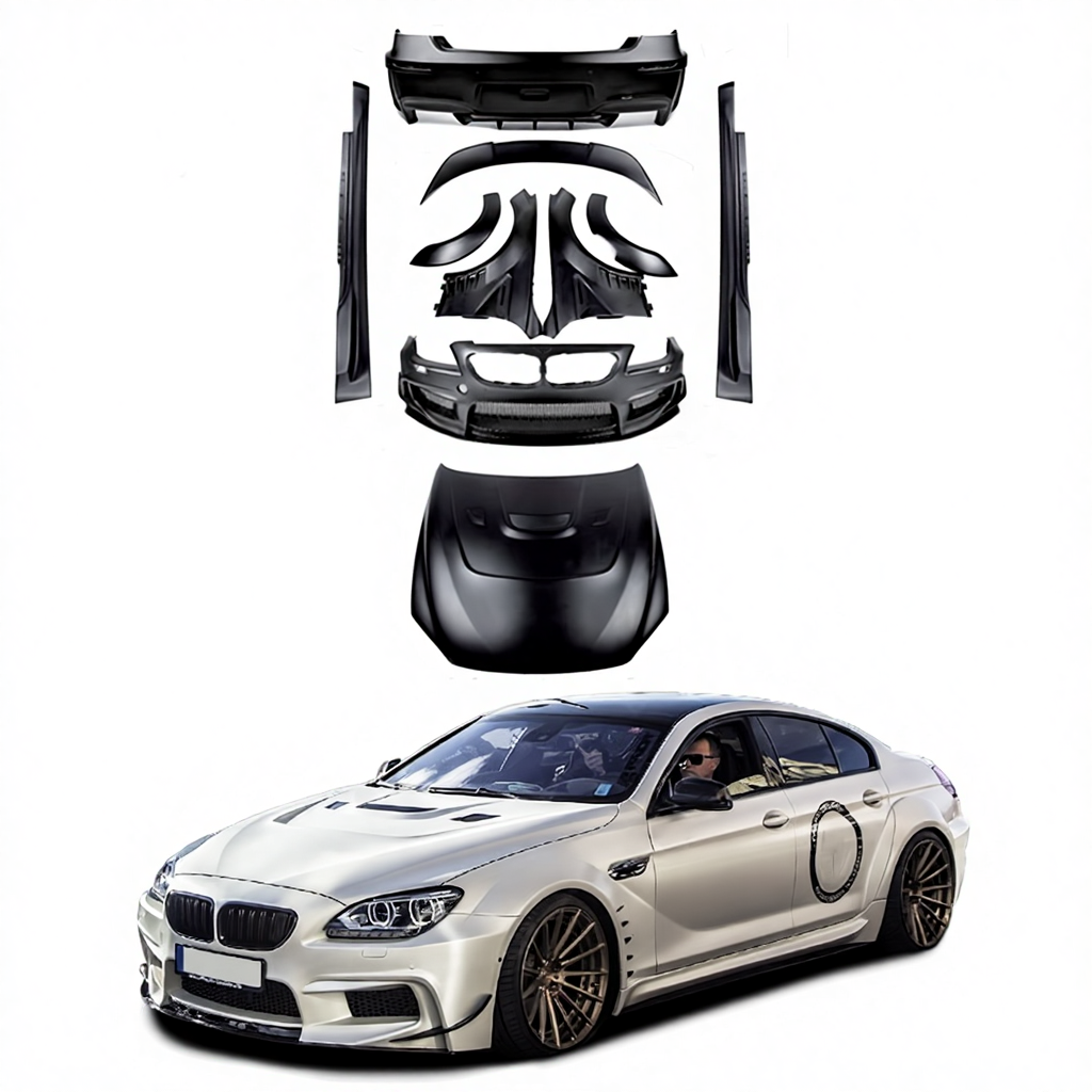 For BMW 6 Series F06 F12 640i 650i Gran Coupe to PD Style Body Kit with Front Rear Bumper Fender Side Skirts Hood FRP Bodykit