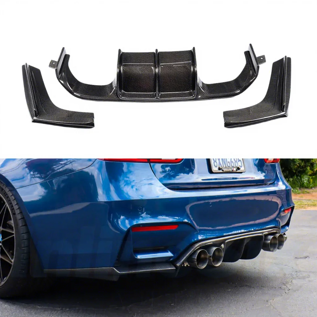 For BMW F80 M3 F82 F83 M4 Competition Cs Gts 2014-2020 Carbon Fiber V Style Rear Bumper Lip Diffuser Side Splitters 51128056587
