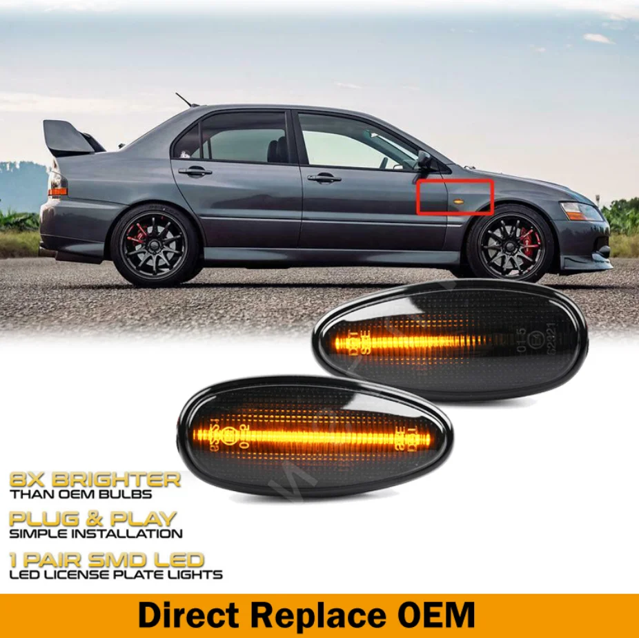 For Mitsubishi Outlander Lancer Freeca Pajero Galant Magna Airtrek Led Dynamic Side Marker Turn Signal Light