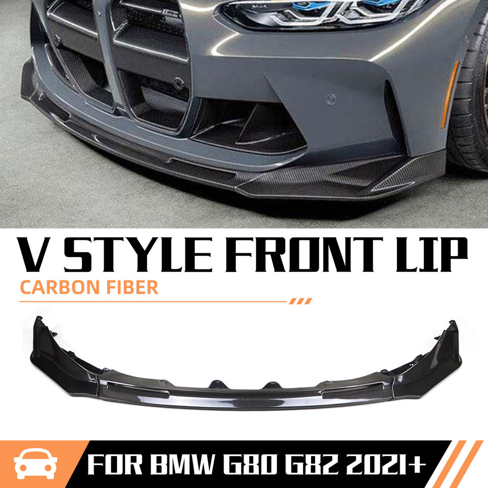 G80/G82/G83 BMW M3/M4 2021+ Carbon Fiber Front Lip - V Style, 3-Piece | Splitter & Chin Spoiler — photo 2