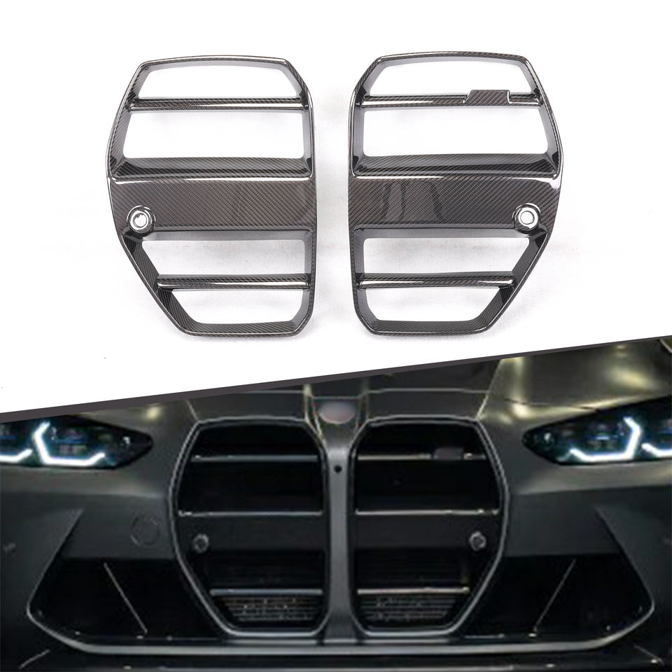 G80/G82/G83 BMW M3/M4 2021+ Dry Carbon Fiber Front Grille Trims - ST Type | Kidney Grille & Nostril Trims β photo 2