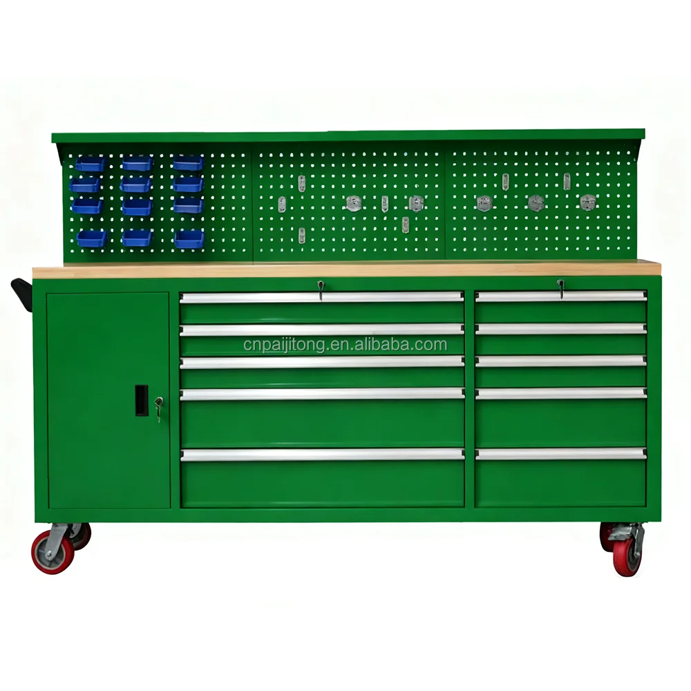 Green Tool Chest Rolling Cabinet Tool Boxes With Wheels Drawer Garage Heavy Duty Auto Repair Mobile