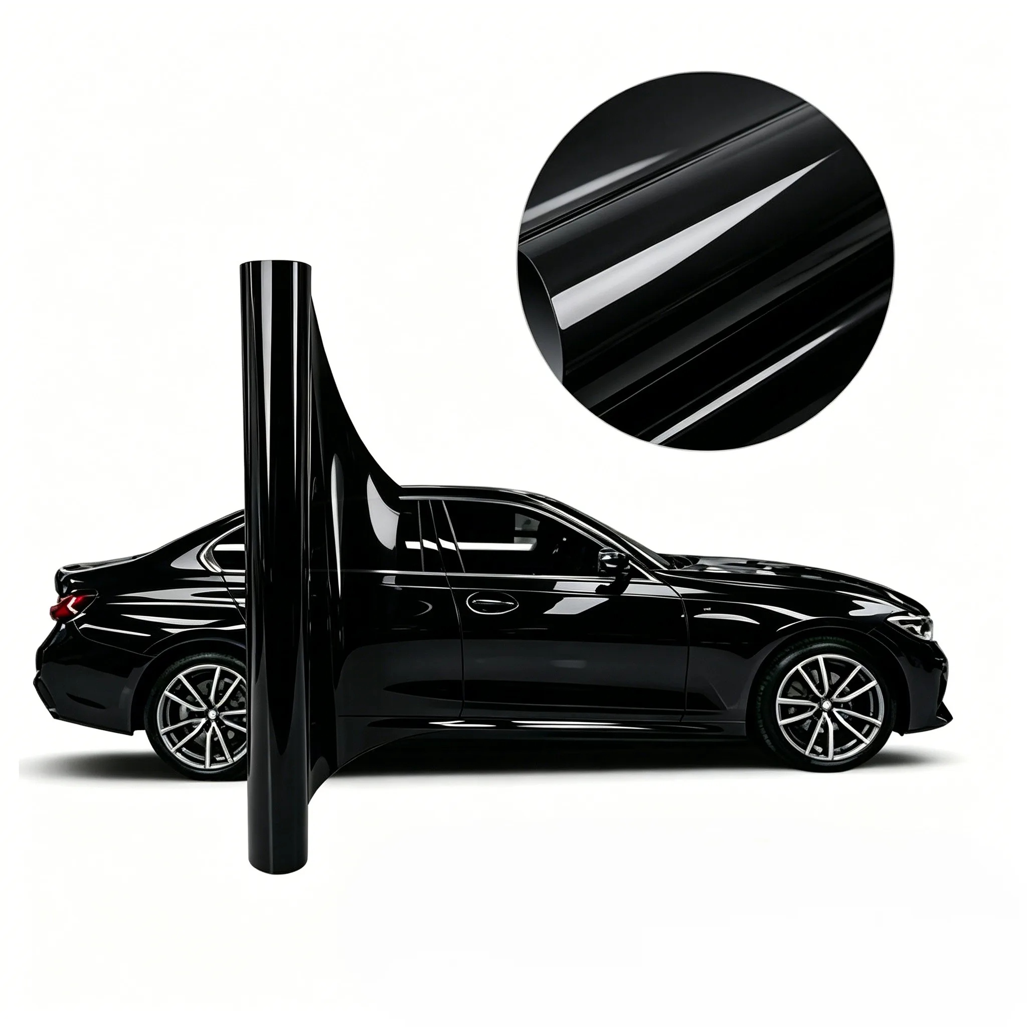 High Gloss Pet Pvc Piano Crystal Black Car Wrap Film Bubble Free Uv Resistant Auto Body Color Change Vinyl 1.52*16m