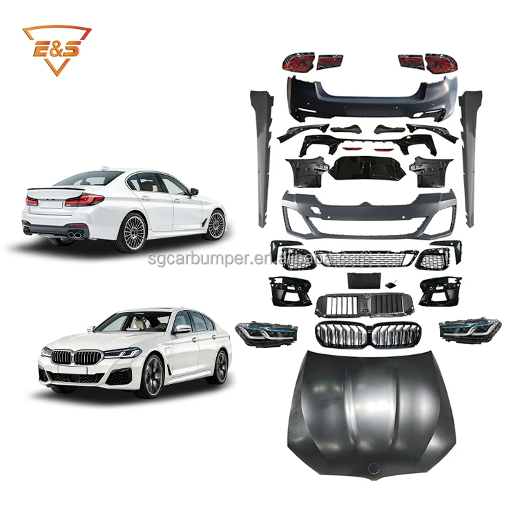 High Quality Bodykit For 2018-2020 G30 Old Upgrade To New 2021-2023 G30 Lci M Sport Bumpers With Lights For BMW 5 Series G30