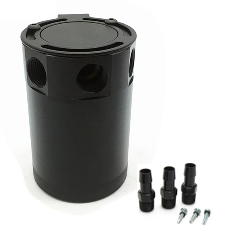 High Quality Racing Aluminum 3-port Oil Catch Tank Breather Reservoir Air-oil Separator With 2 Inlets 1 Outlet New Condition