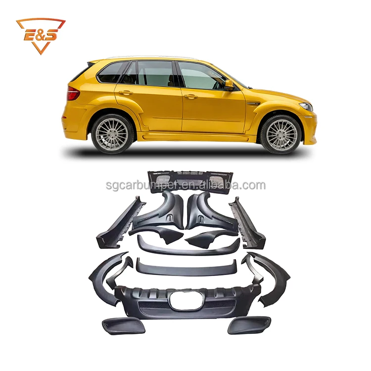 Hm Style Frp Material Bumpers Side Skirts Fenders Spoiler Body Kit For BMW X6 E71 08-15 Upgrade To Hm Style Car Facelift Kit