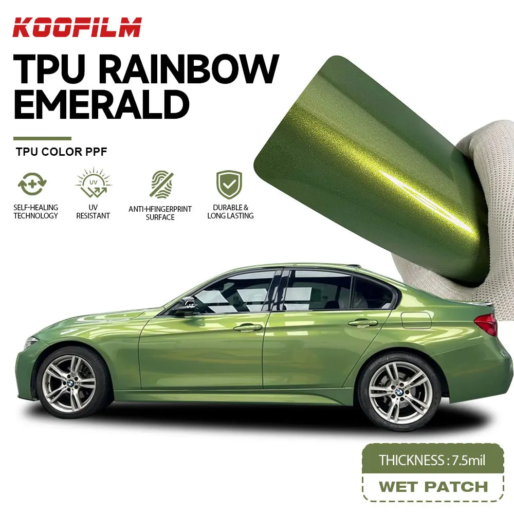 Hot Sales Tpu Ppf Paint Protection Film Color 7.5mil Rainbow Emerald Car Wrap Green Series Color Ppf