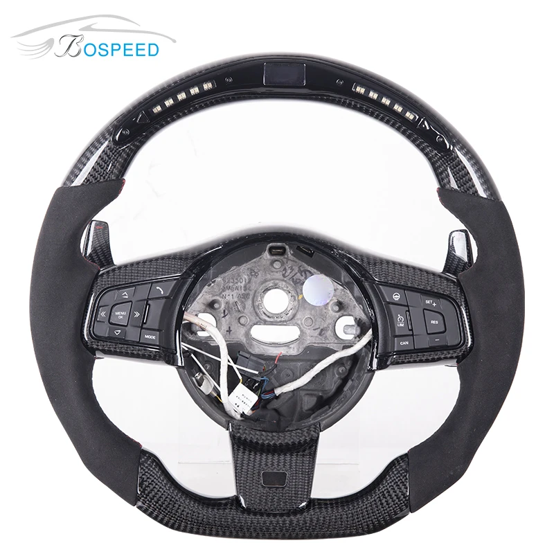 Led Carbon Fiber Steering Wheel For Jaguar F-pace F-type I-pace Xe Xf Xj Suede Perforated Leather Car Steering Wheel