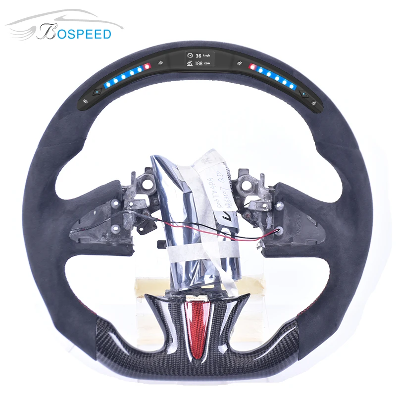 Led Display Suede Carbon Fiber Steering Wheel For Infiniti Q50