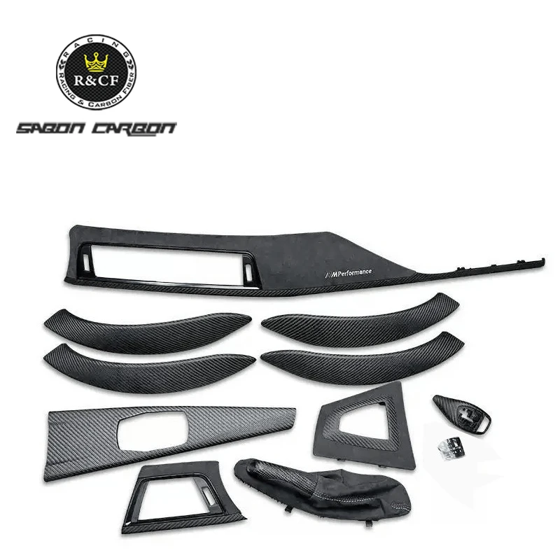 Matte Carbon Fiber Alcantara Dashboard Interior Trim Set For BMW F30 F32 F33 F36 4 Series 10pcs