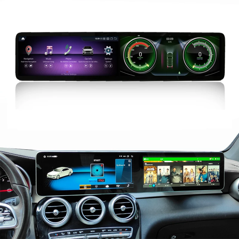 Mercedes-benz C Class W205 Glc Class X253 Android 13 Dual Screen 12.3" Auto Radio Gps Navigation