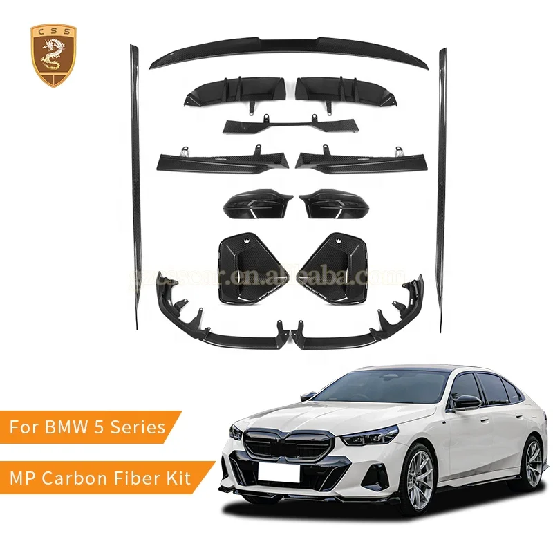 Mp Style Dry Carbon Fiber Body Kit For BMW 5 Series G60 G68 2024 Year Front Lip Side Skirts Mirror Cover Rear Diffuser Spoiler