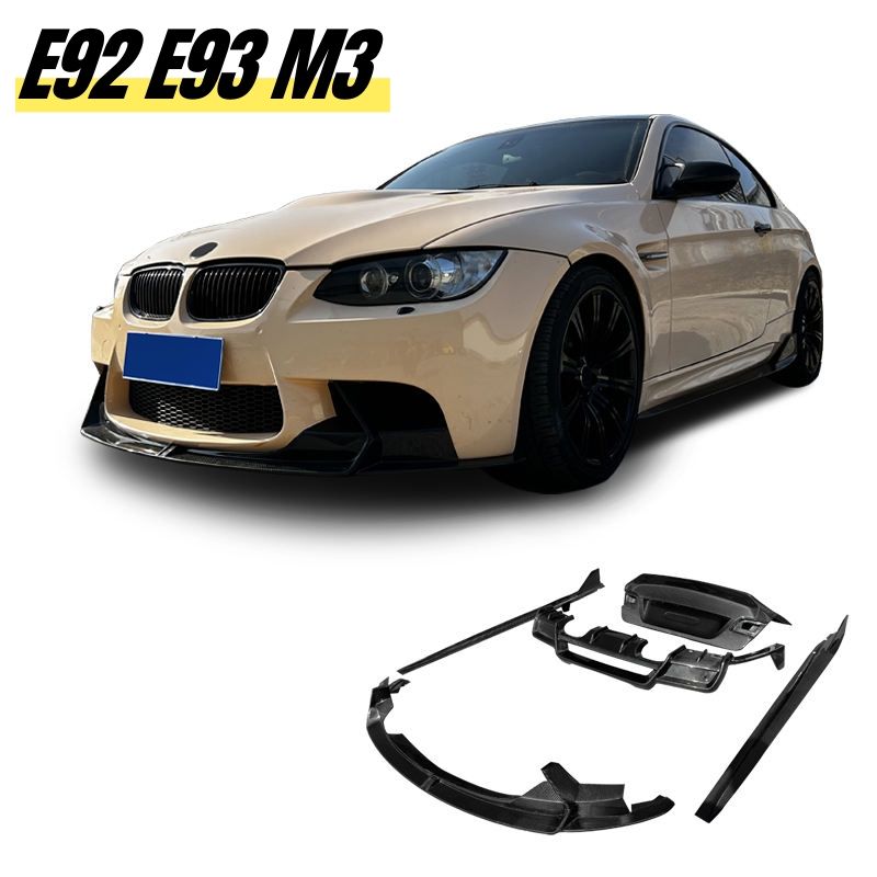 MRD Carbon Fiber Body Kit for BMW E9X E92 E93 M3 Front Lip Rear Diffuser Trunk Side Skirts Hood